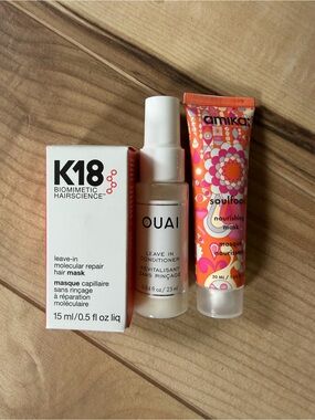 hair mask bundle: amika, K18, Ouai